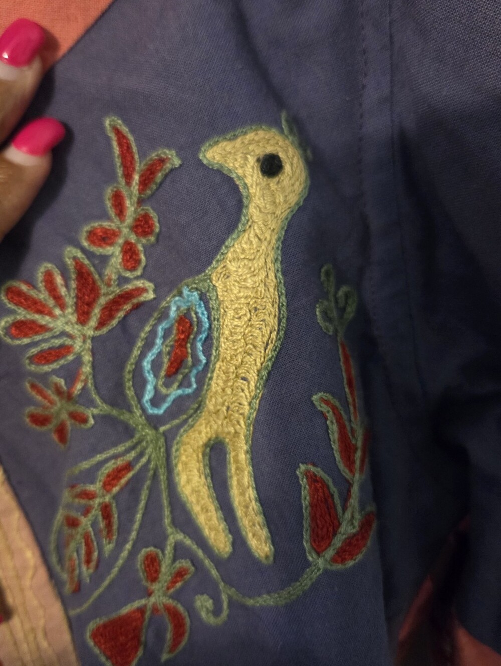 Vintage Women's Multicolor Embroidered Cotton Jacket Art To Wear Lagenlook. OS - Picture 3 of 8
